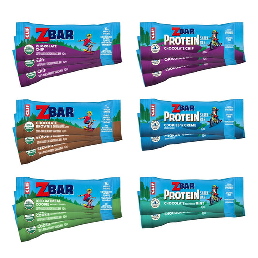 Zbar Protein Variety Pack Soft-Baked Energy Snack Bars with Organic Oats 6 Flavors Granola Bars