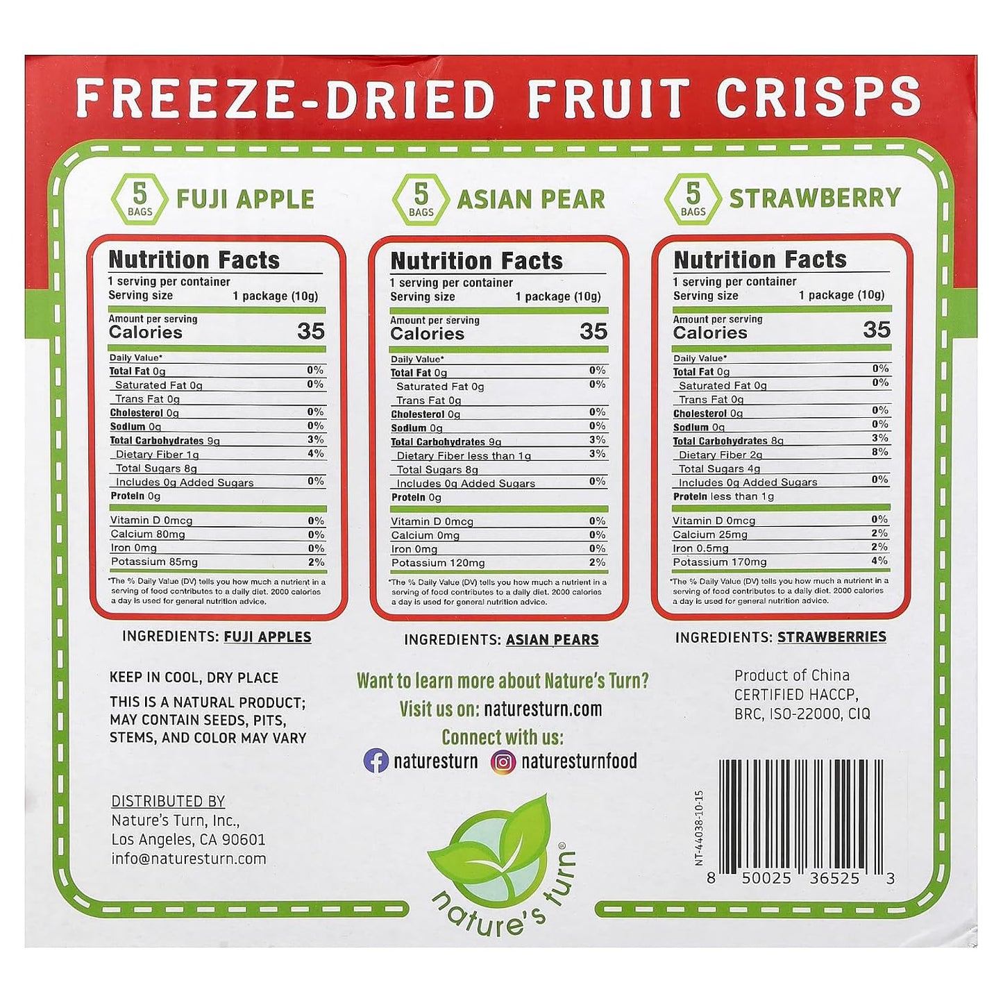 Nature's Turn Freeze-Dried Fruit Crisps Variety Bag Snack