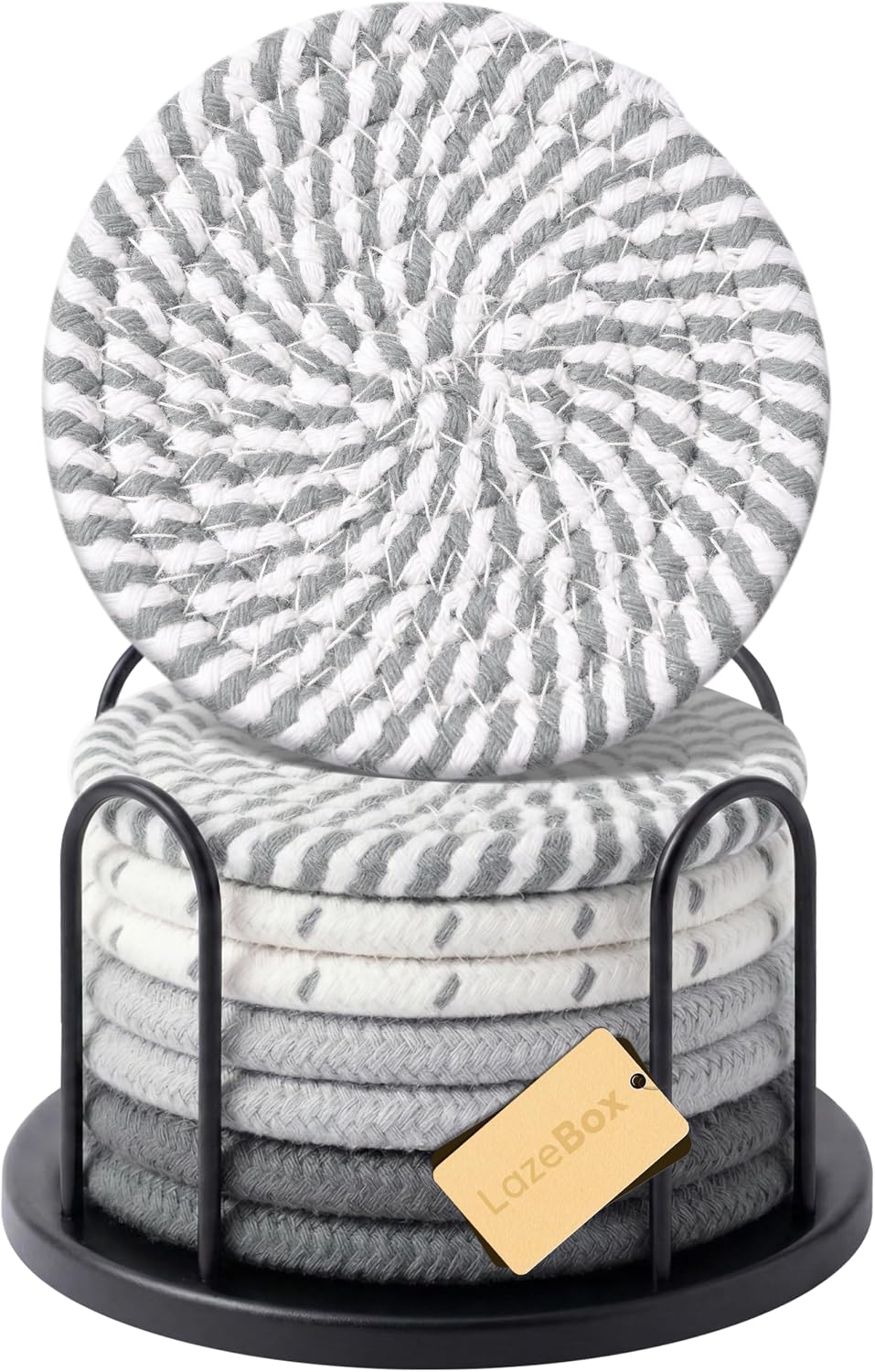 Lazebox Coasters Set of 8 for Drinks, 4 Inch Large Coasters for Coffee Table, Tabletop Protection for Hot & Cold Drinks, Versatile Coasters for Home Decor, Non-Slip & Easy to Clean, Coffee