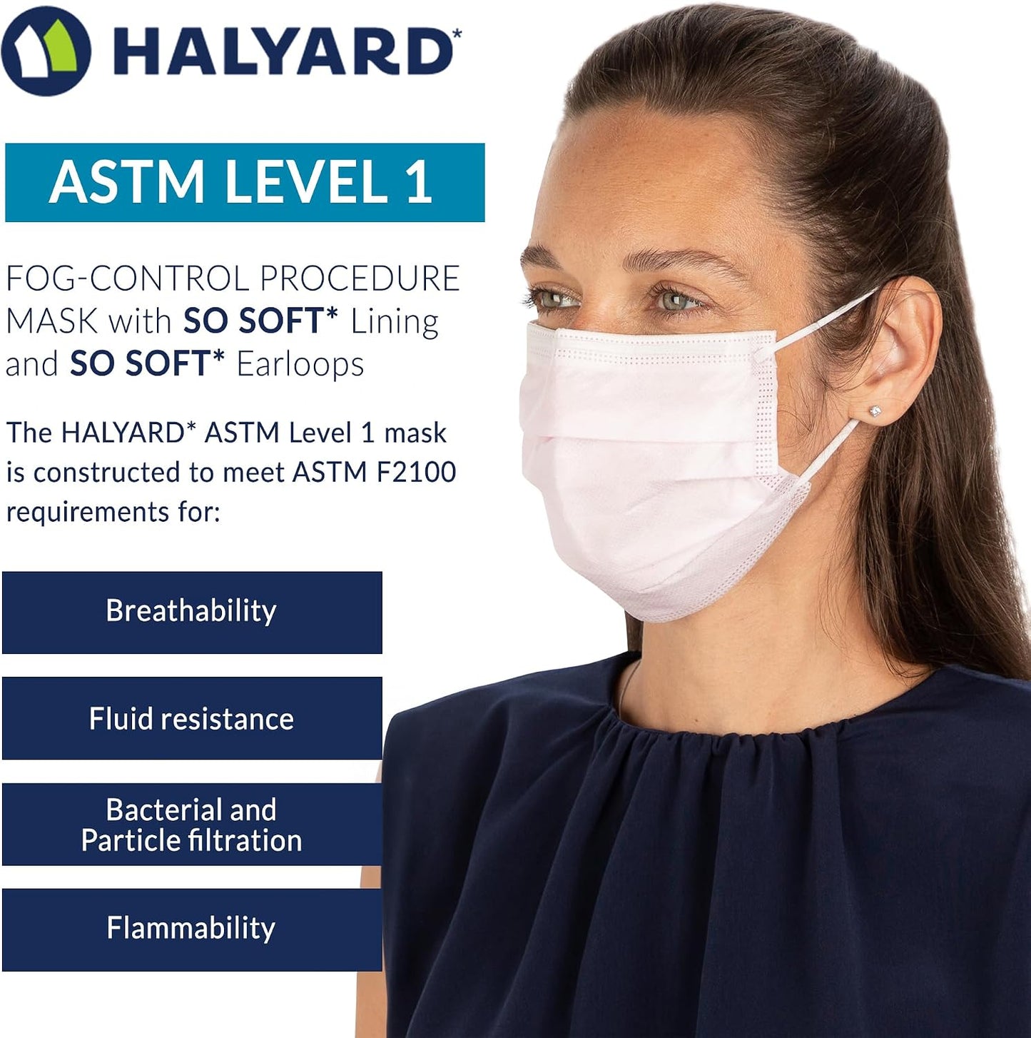 HALYARD Pink Level 1 Procedure Mask with Earloops, 57578