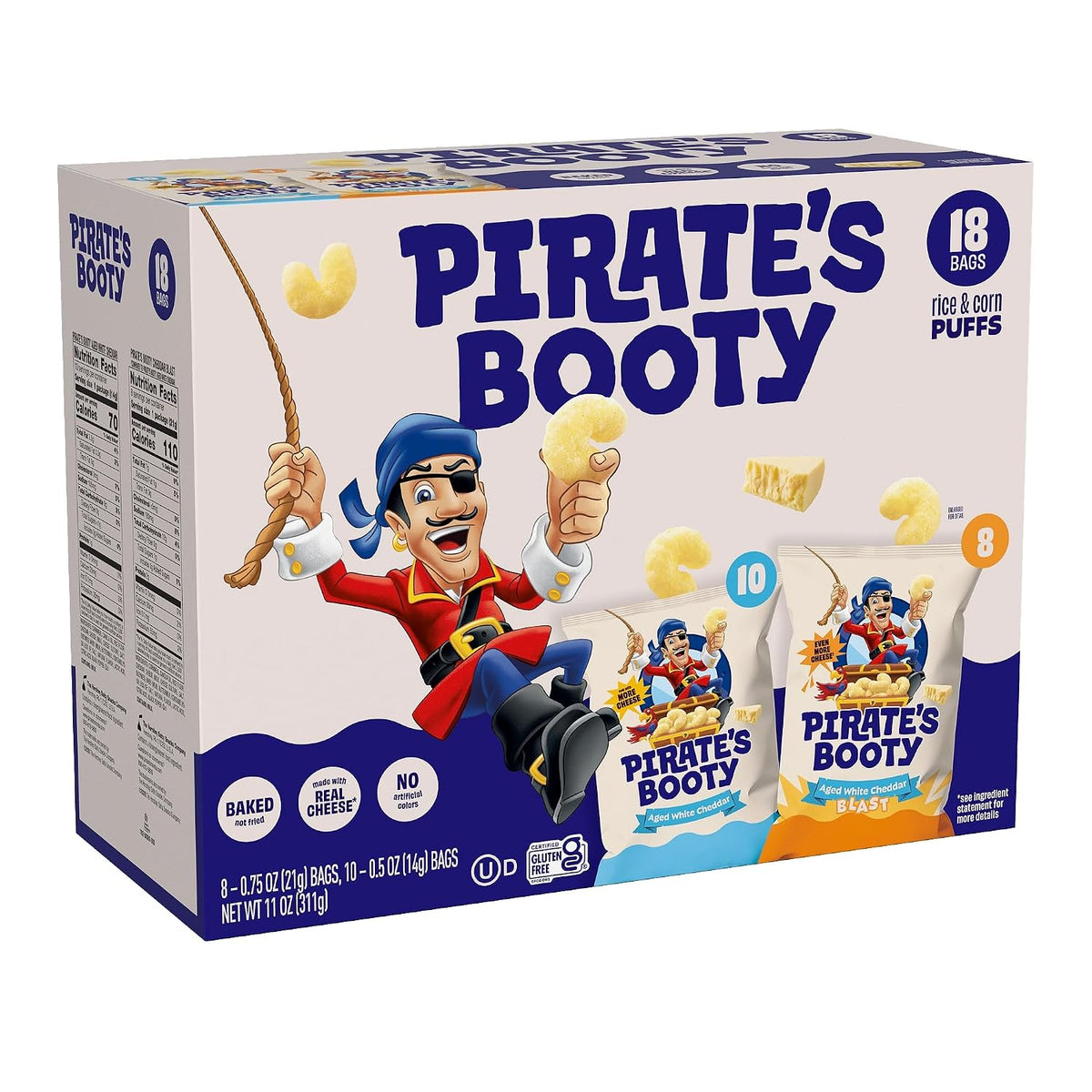 Pirate's Booty Aged White Cheddar and Cheddar Blast Cheese Puffs Variety Pack