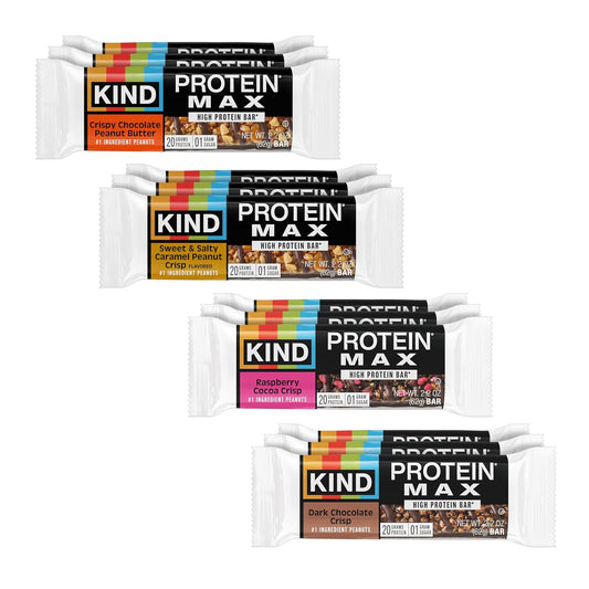 KIND MAX Bars Variety Pack, Gluten Free, Low Sugar, High Fiber Snacks, 12 Count
