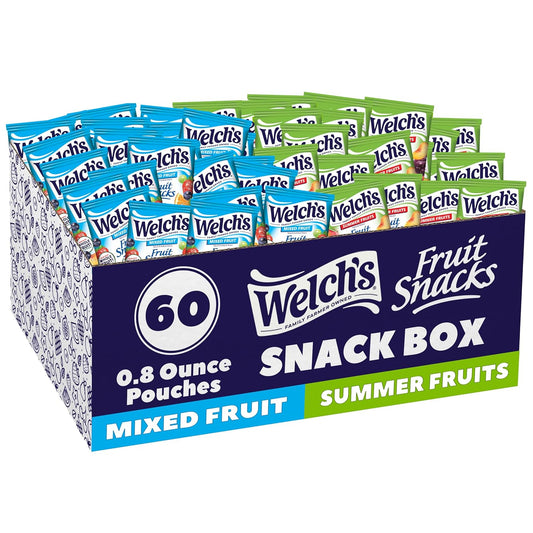 Welch's Fruit Snacks, Mixed Fruit & Summer Fruits Snack Box, Gluten Free, 60 Count