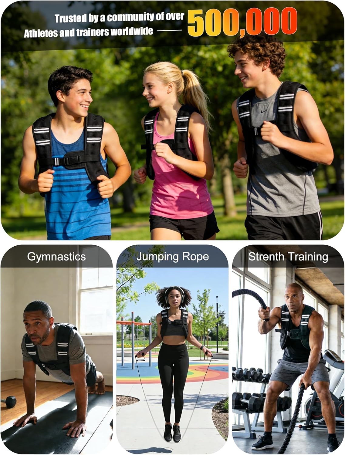 Henkelion Weighted Vest for Men, Women & Kids - Adjustable Weight Vest for Running, Training, Jogging, Walking