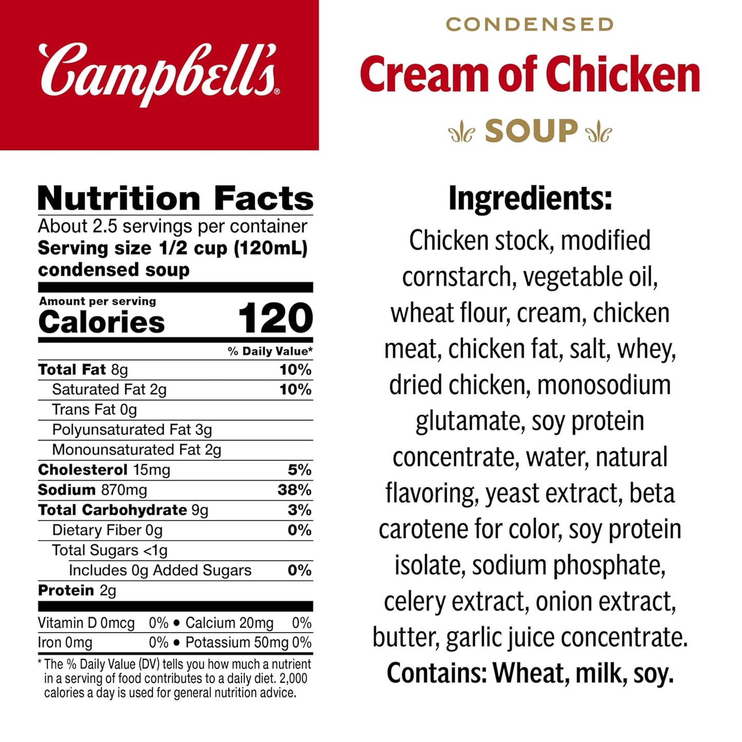 Campbell's Condensed Cream of Chicken Soup, 10.5 oz Can