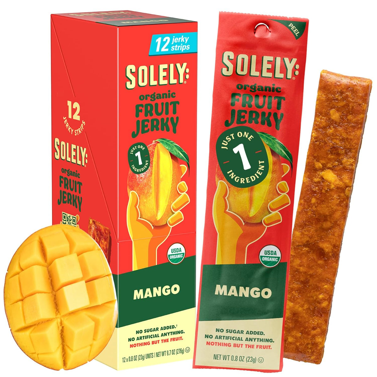 Organic Mango Fruit Jerky - 12 Individually Wrapped Fruit Strips - Snacks, Vegan