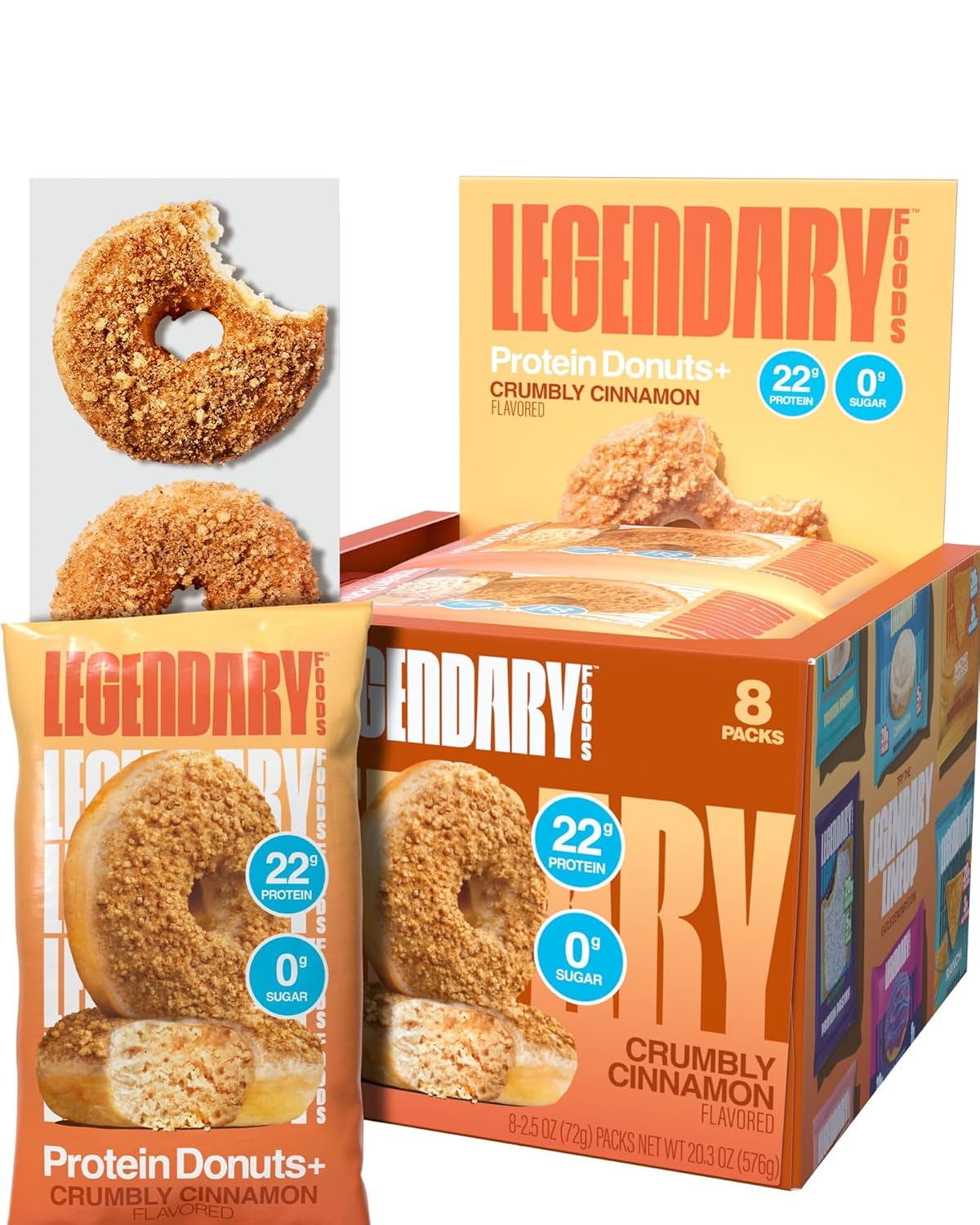 Legendary Foods Cinnamon Roll Protein Bars - Gluten-Free, Low Carb, 10-Pack