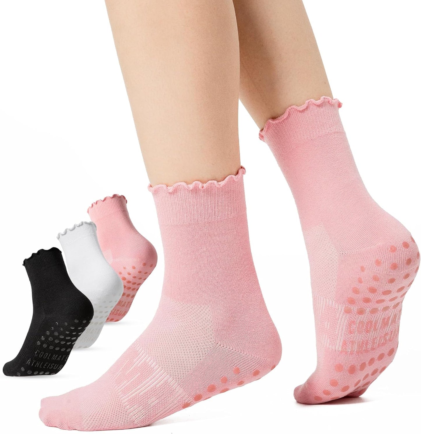 CoolMate Pilates Socks with Grips for Women, Yoga Socks