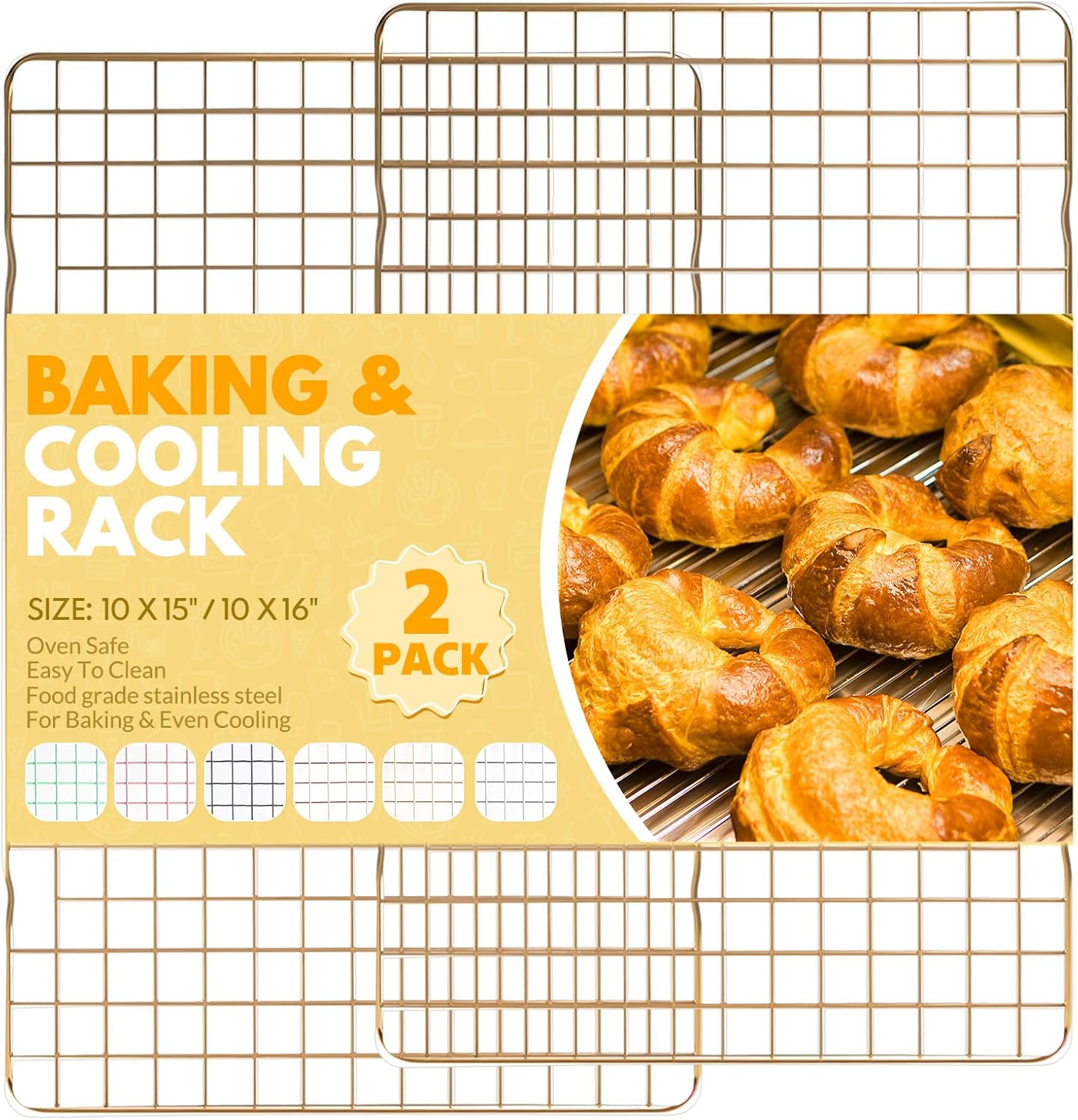 2 PCS Cooling Racks for Cooking and Baking, 15x10 Inches Stainless Steel Cooling Rack, Sheet Pan with Wire Rack for Baking Sheet, Bacon Rack Oven Safe Fits Jelly Roll Sheet Pan