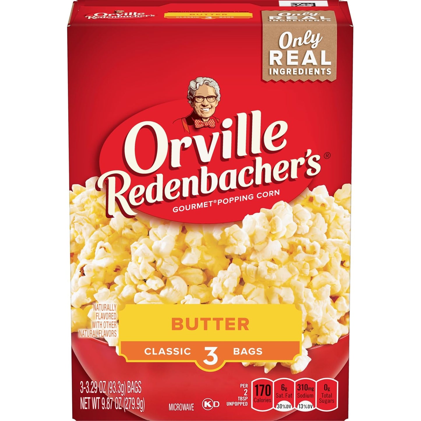 Orville Redenbacher's Microwave Popcorn, Movie Theater Butter Flavor, 3g Fiber, 24-Count