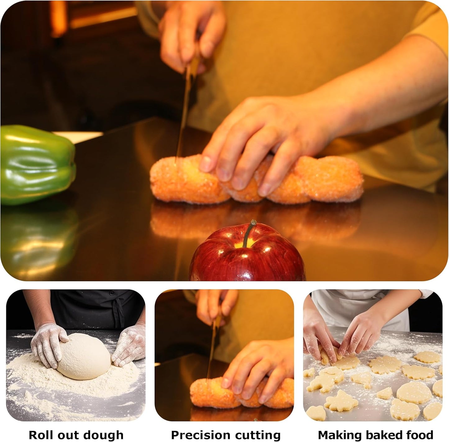Stainless Steel Cutting Boards for Kitchen, Kneading Cutting Board Mats, Metal Cutting Board for Meat, Fruits, Vegetables, Bread, and Baking Small Cutting Boards (40 x 30cm/15.7 x 11.8 in)