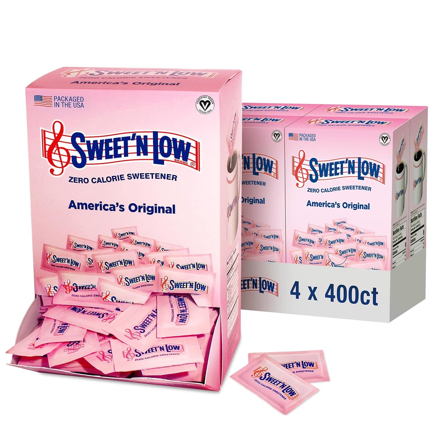 Sweet'N Low Zero Calorie Sweetener Packets, 400 Ct, Kosher & Gluten Free, Low Glycemic Index