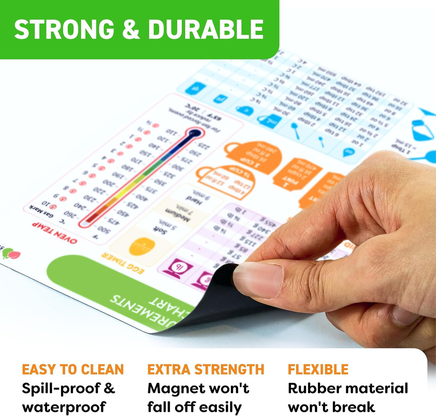 Kitchen Conversion Chart Magnet 1pc - Baking Supplies & Accessories - 6” x 8” Magnetic Kitchen Gadgets Measurement Conversion Chart for Cooking - Waterproof Baking Essentials, Cooking Gifts for Women