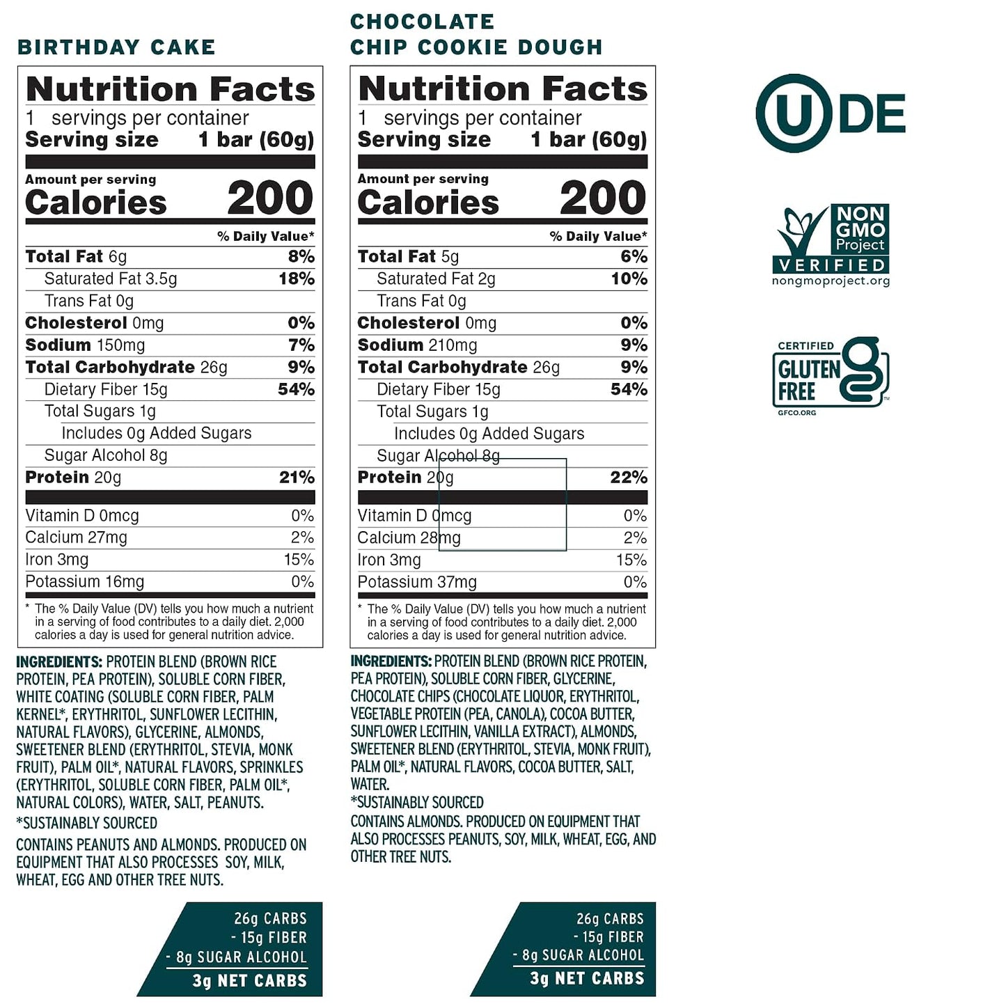 No Cow Vegan Protein Bar Sampler Pack, 20g Plant Based Protein, Gluten Free, Dairy Free