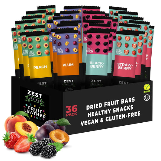 Fruit Snacks by Zest Delites, Apple-Based Strips, 36 Pieces, 0.88 oz Each