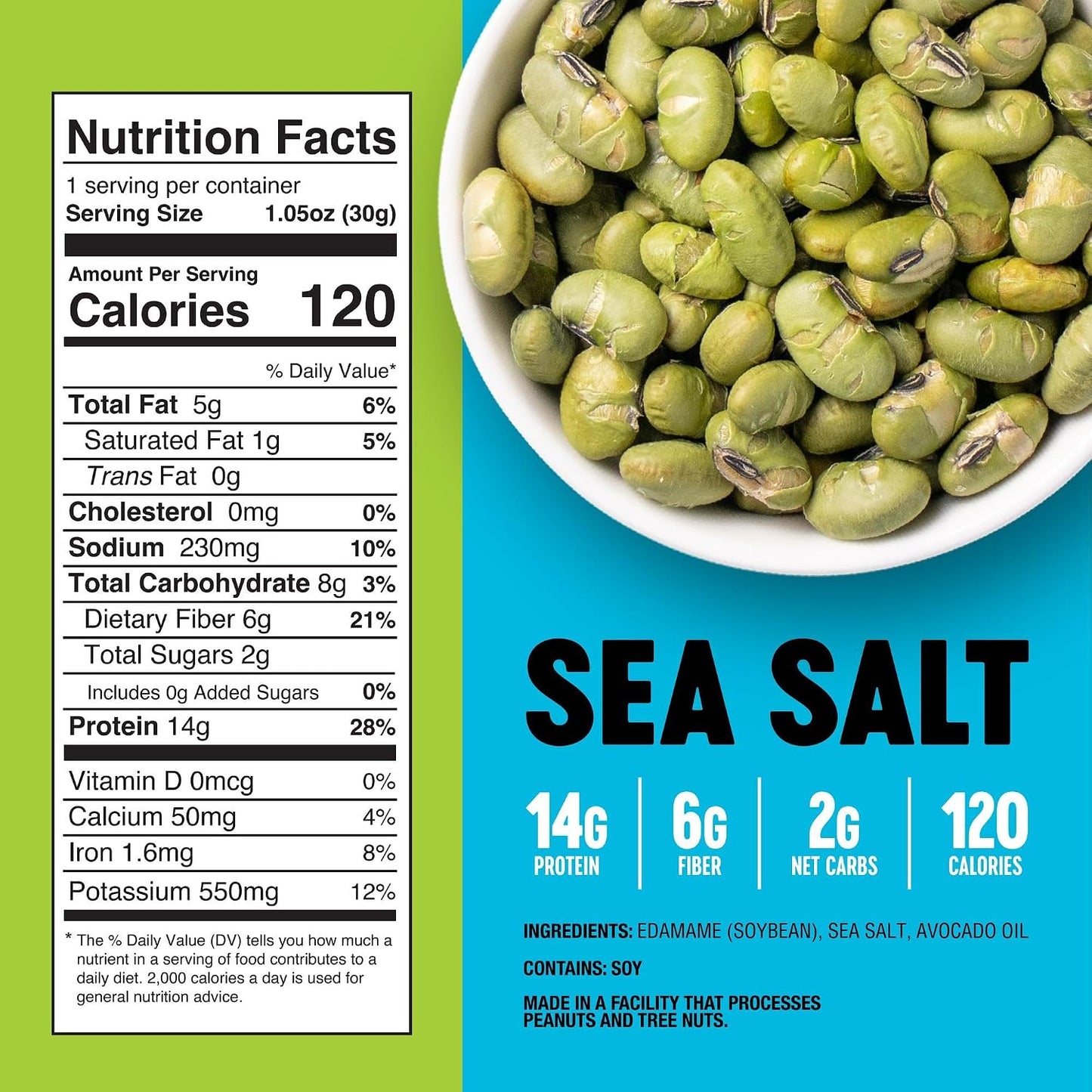Crunchy Roasted Edamame Beans in Sea Salt, 4 oz, 3 Pack, Low Carb, Gluten-Free, Vegan