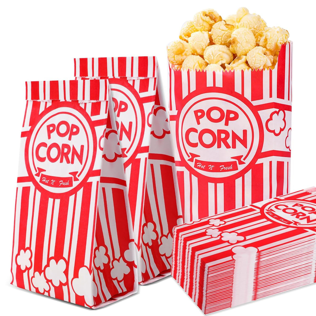 VOISEN Paper Popcorn Bags, 200 Pack, 1oz Individual Servings for Popcorn Machines