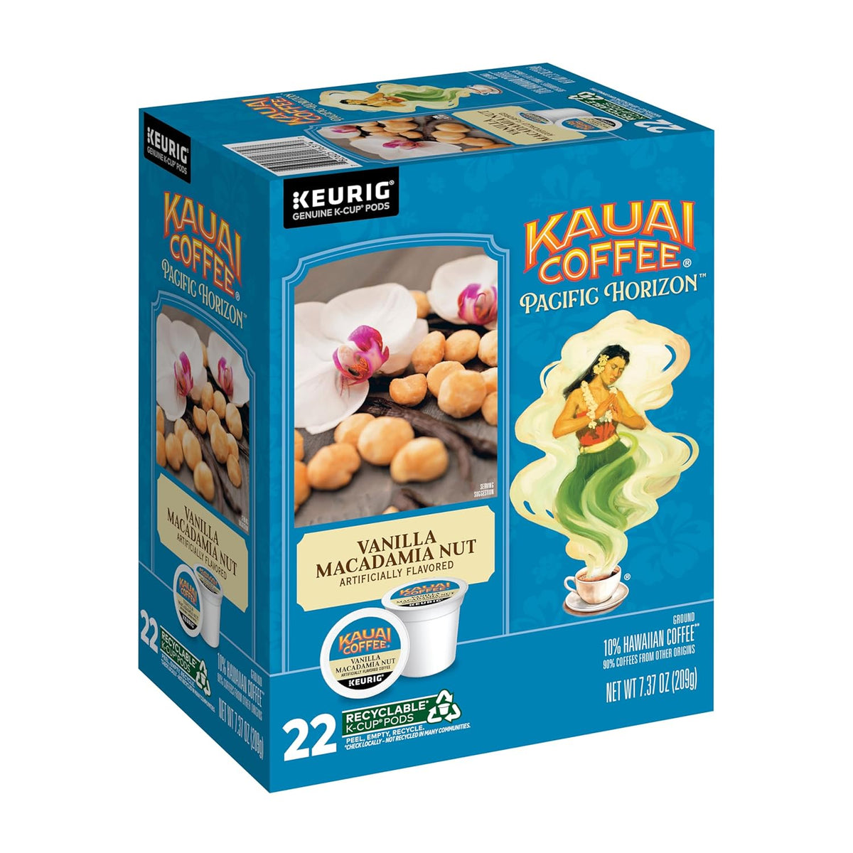 Kauai Coffee K-Cup Pods for Keurig Brewers, Arabica Coffee, Medium Roast, Vanilla Beans with Toasted Macadamia Nuts
