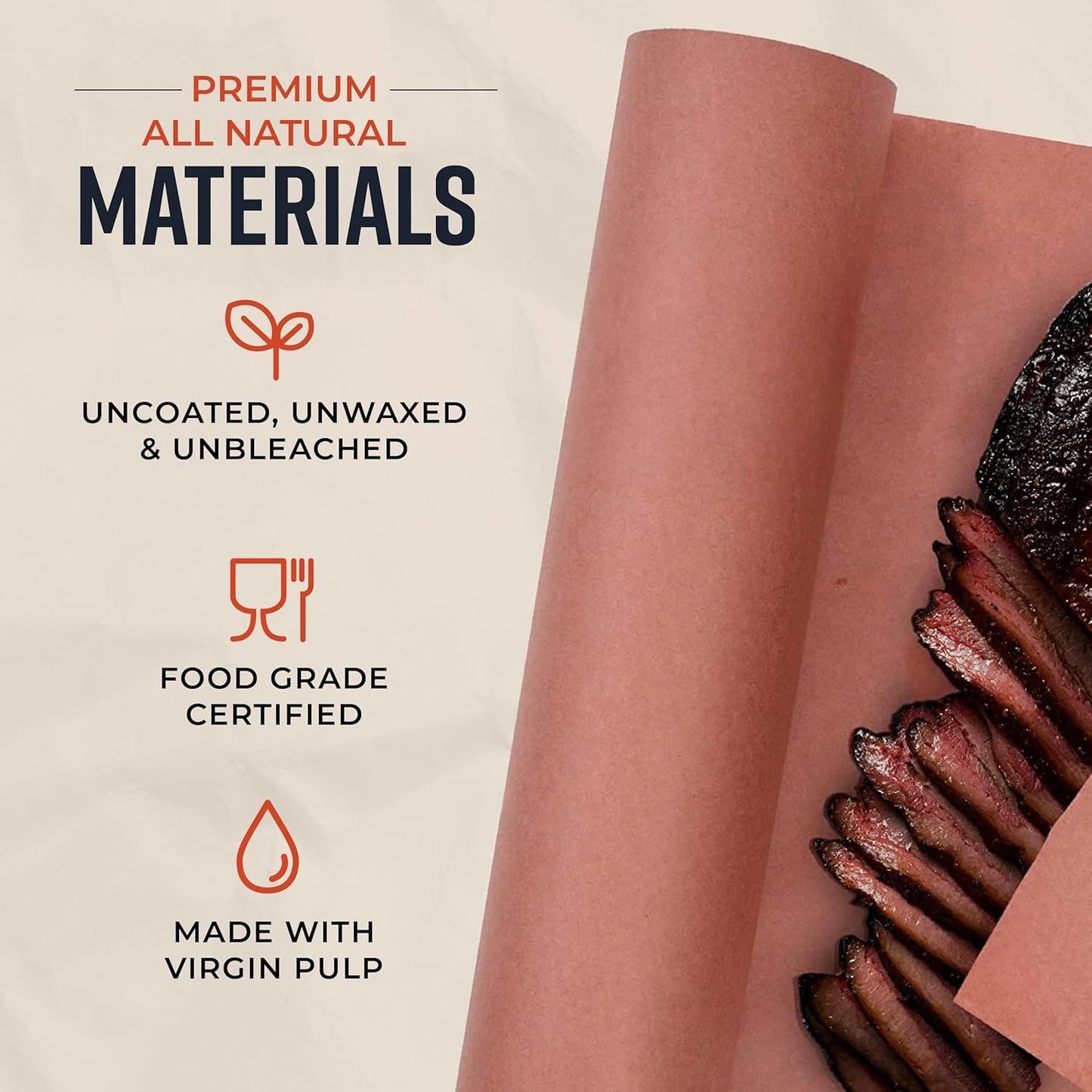 Bryco Goods Pink Butcher Paper Roll 18"x175' (2100 Inch) - USA Made - Food-Grade Peach Butcher Paper for Smoker, BBQ, Grilling, Smoking Meat - Unbleached, Uncoated & Unwaxed