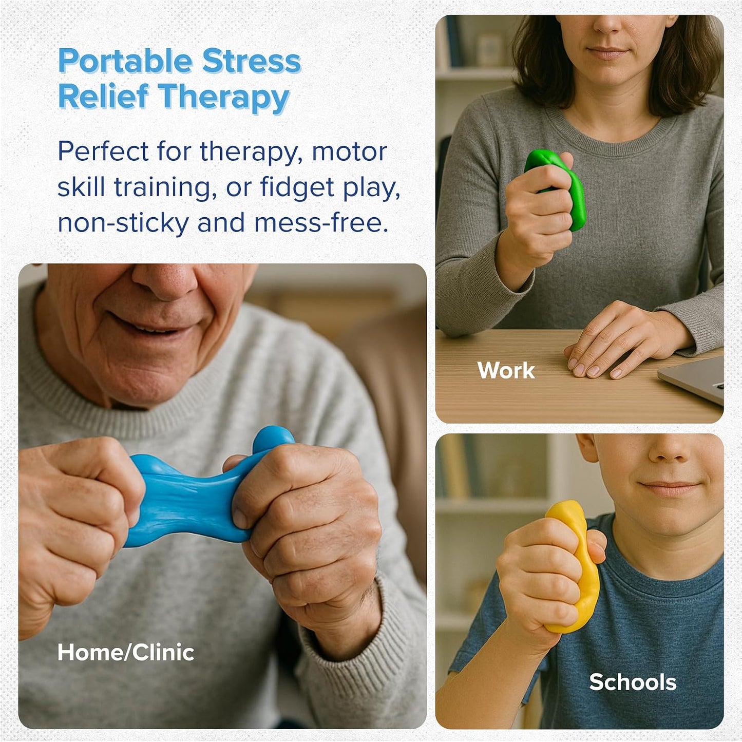 LIFE WORKS Therapy Putty Set for Adults and Teens, 4 Resistance Levels, Non-Toxic Silicone