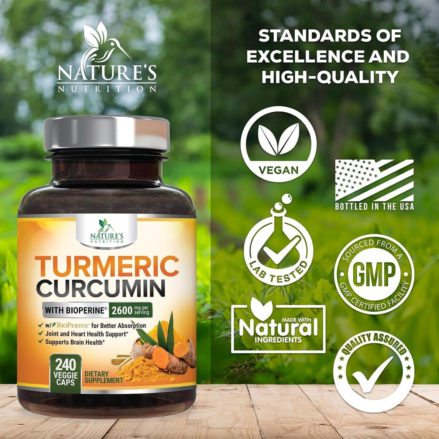 Turmeric Curcumin Supplement - 2400mg Organic Turmeric Per Serving