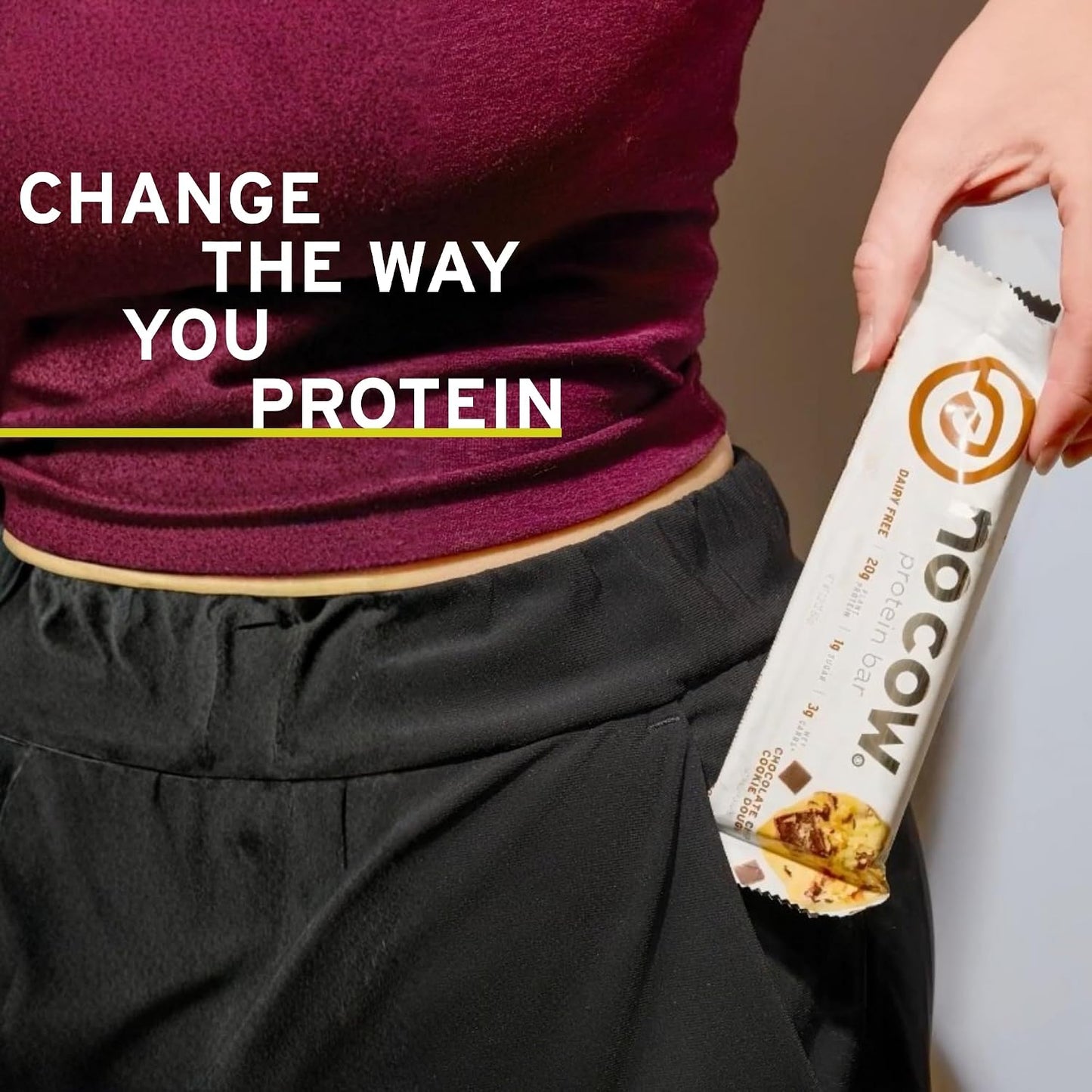 No Cow Vegan Protein Bars, Upgraded Chocolate Chip Cookie Dough, 20g Plant Based Protein, Gluten Free, Dairy Free, Soy Free, Keto Friendly, Low Sugar, High Fiber Snack Bars, Pack of 12