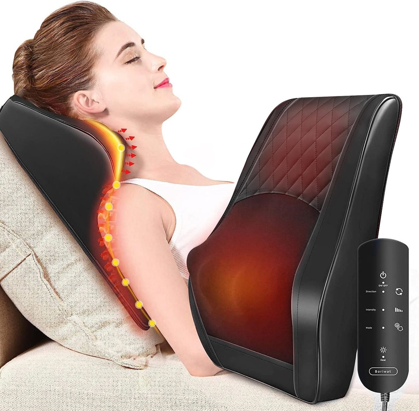 Boriwat Back Massager with Heat for Neck, Shoulder, Leg Pain Relief