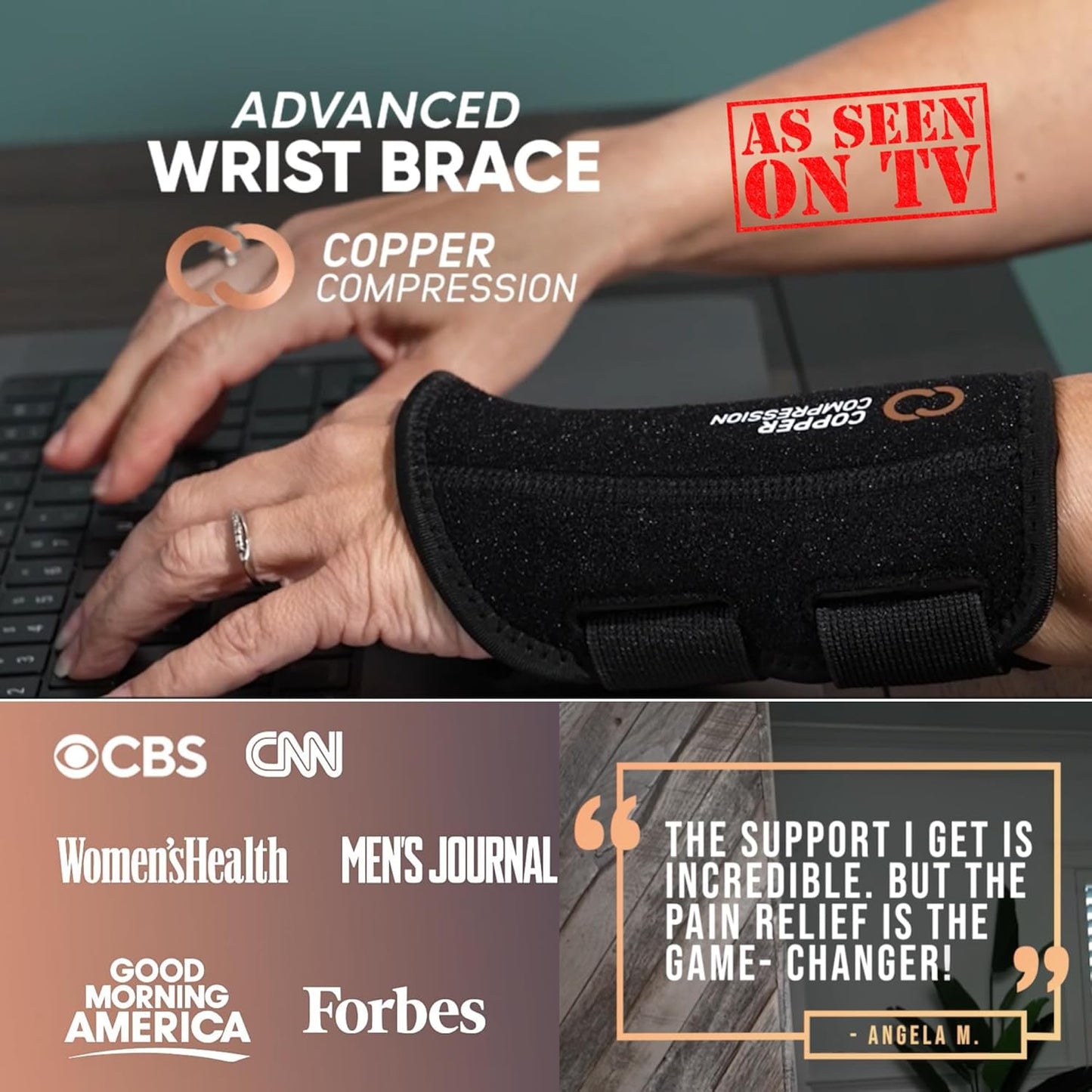 Copper Compression Advanced Wrist Brace - Copper Infused Adjustable Orthopedic Support