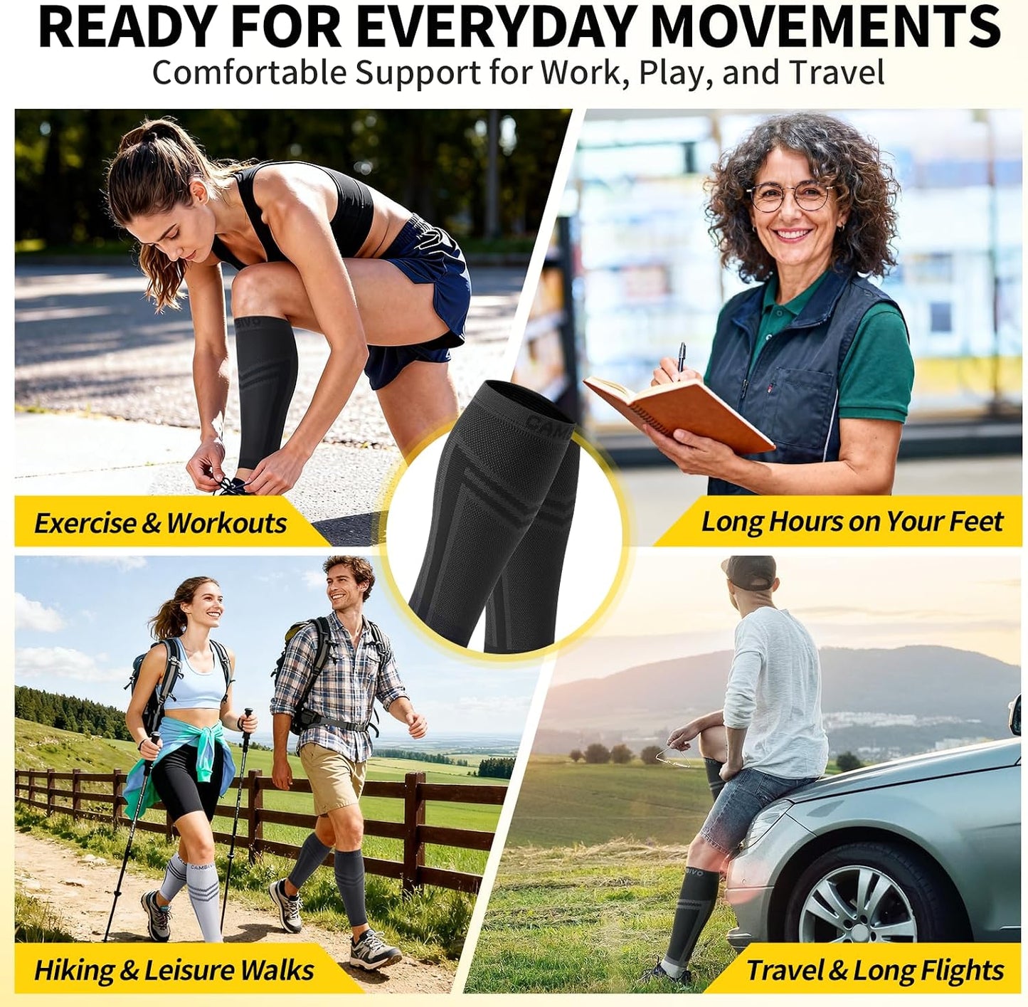 CAMBIVO Calf Compression Sleeve for Men and Women, Shin Splint Support and Varicose Vein Treatment