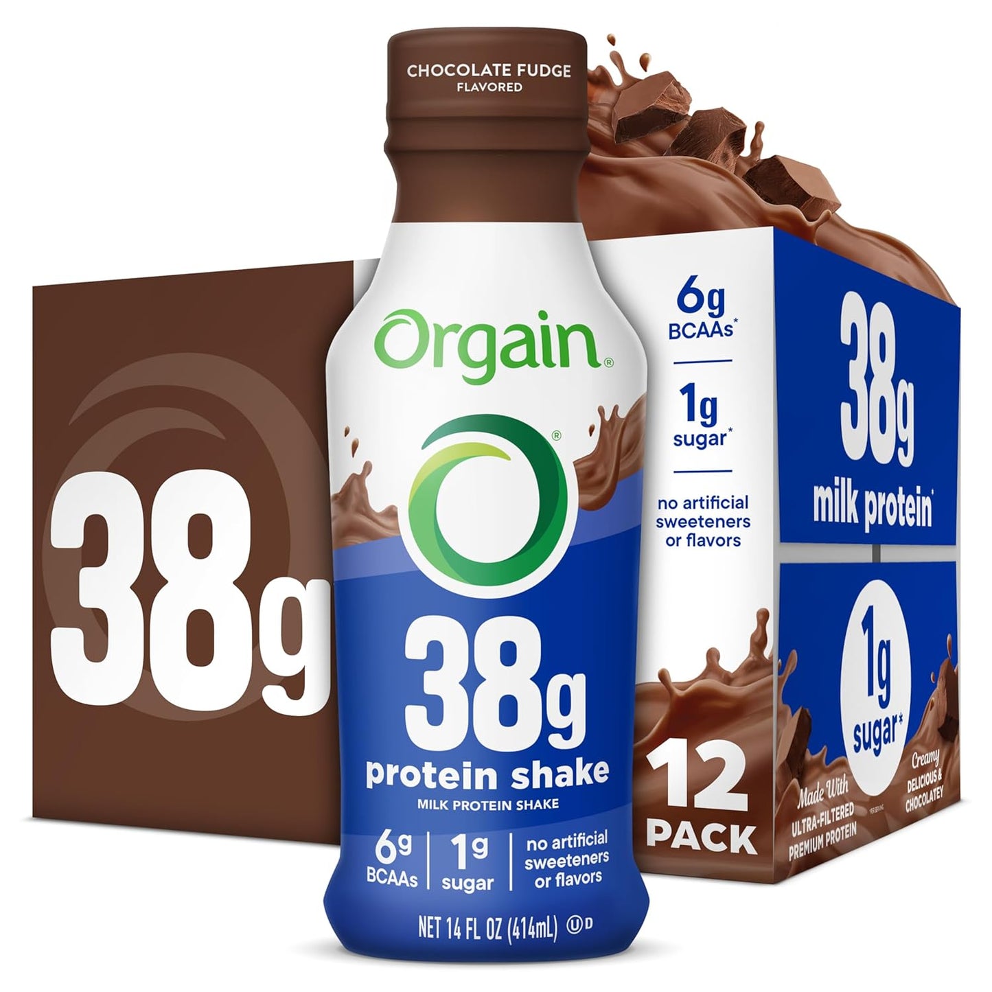 Orgain 30g High Protein Shake, Dairy Isolate Milk Protein, Chocolate Fudge, 5g BCAAs, 1g Sugar Per Serving, Meal Replacement, Ready to Drink, Keto Friendly, Gluten-Free 11 Fl Oz (Pack of 12)