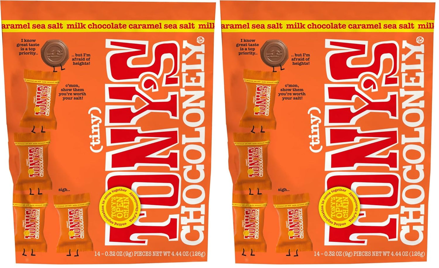 Tony’s Chocolonely Assorted Chocolate Candy Pieces, Belgian Milk & Dark Chocolate, Caramel Sea Salt, Almond Sea Salt, Honey Almond Nougat, Pretzel Toffee, Quality Fairtrade Cocoa, 36 Count, 11.28 Oz