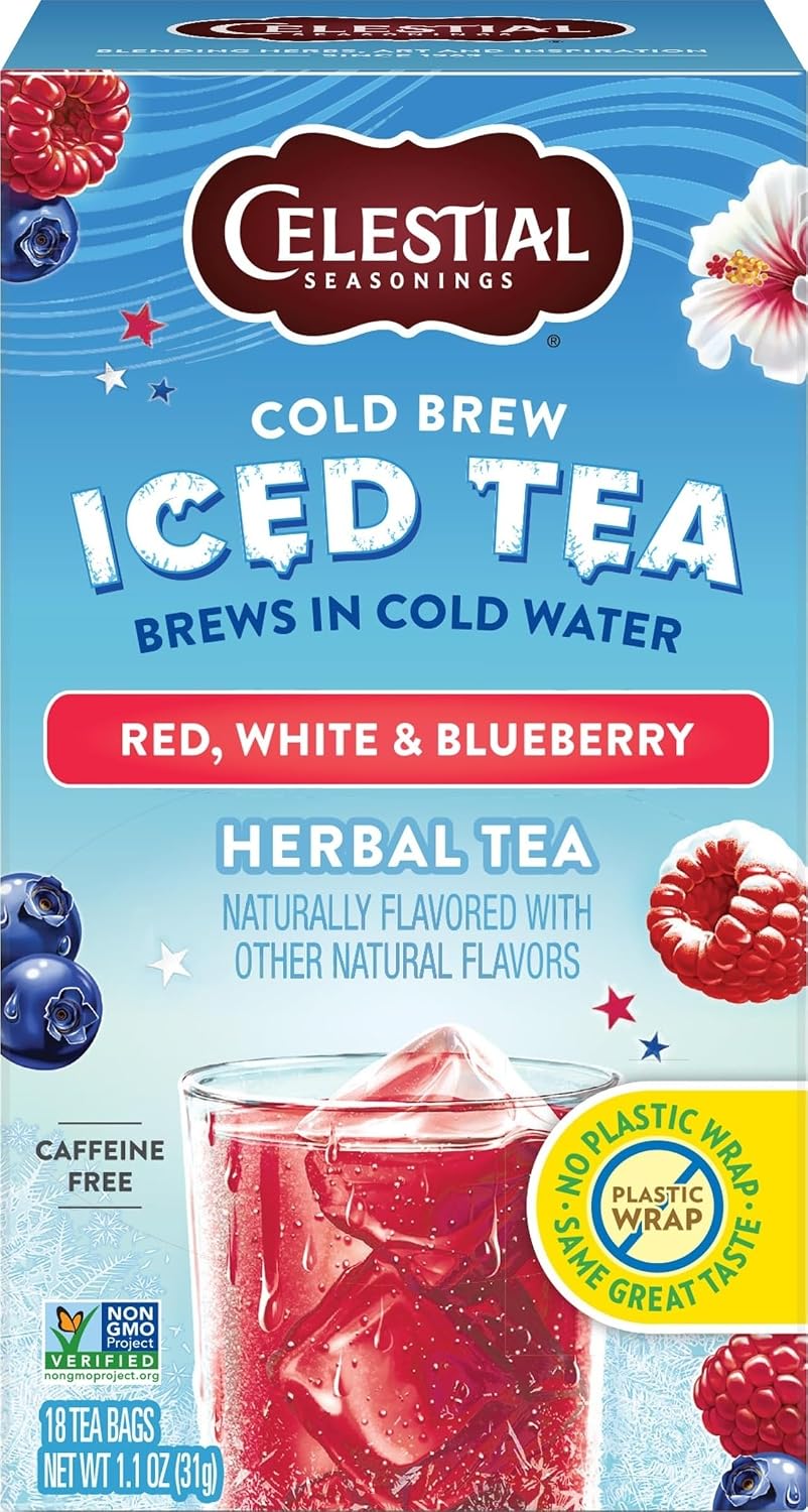 Celestial Seasonings Cold Brew Red, White & Blueberry Iced Tea Bags, 18 Count, Non-GMO