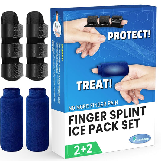 Simplation Trigger Finger Splint and Ice Pack Set for Pain Relief