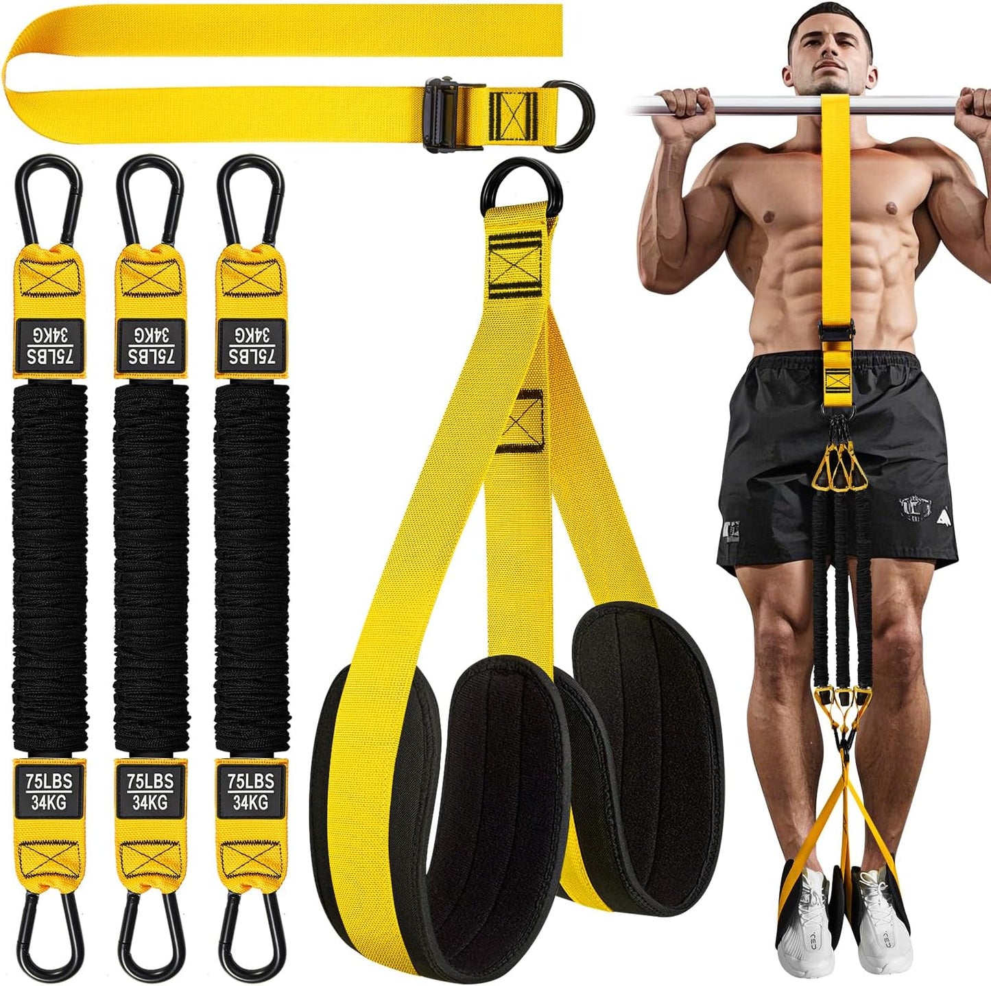 HPYGN Two Feet Pull Up Assistance Bands, Heavy Duty Resistance Bands for Pull Up Bar
