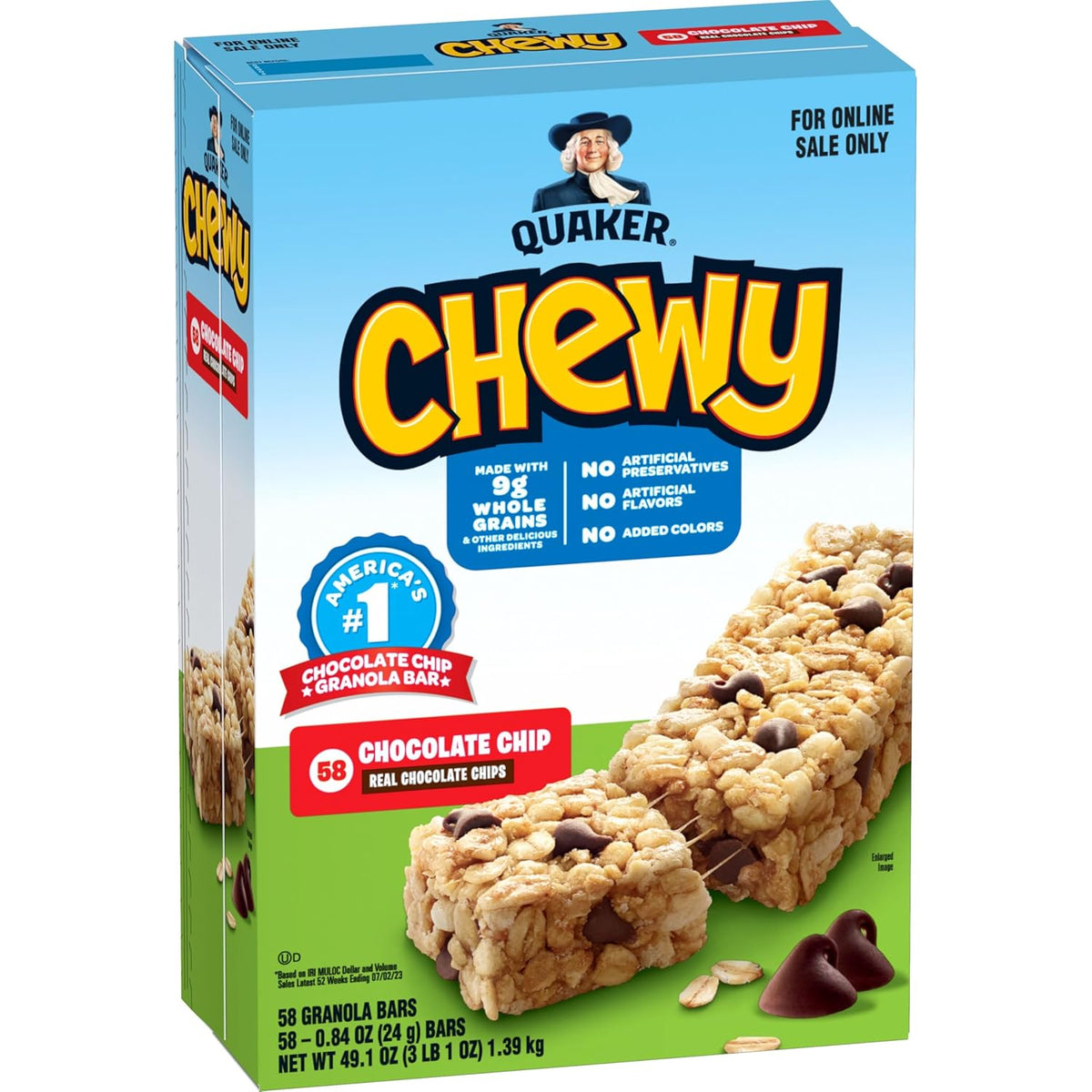 Quaker Chewy Granola Bars, Chocolate Chip, 58 Count, Individually Wrapped