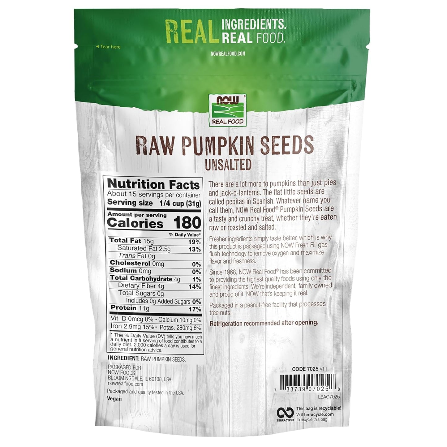 NOW Foods Pumpkin Seeds: Raw, Unsalted, Rich in Iron, Protein-Packed, Non-GMO, 1-Pound