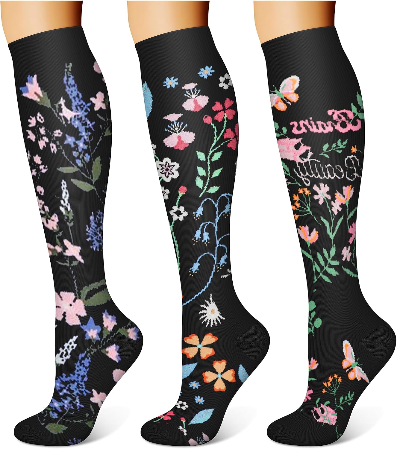 WITHYOU 3 Pairs Compression Socks 15-20 mmHg for Women and Men