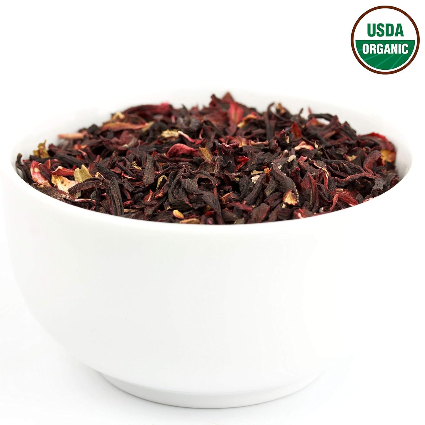 100% Certified Organic Hibiscus Flowers Herbal Tea, 1LB, Caffeine Free, Bulk Resealable Bag