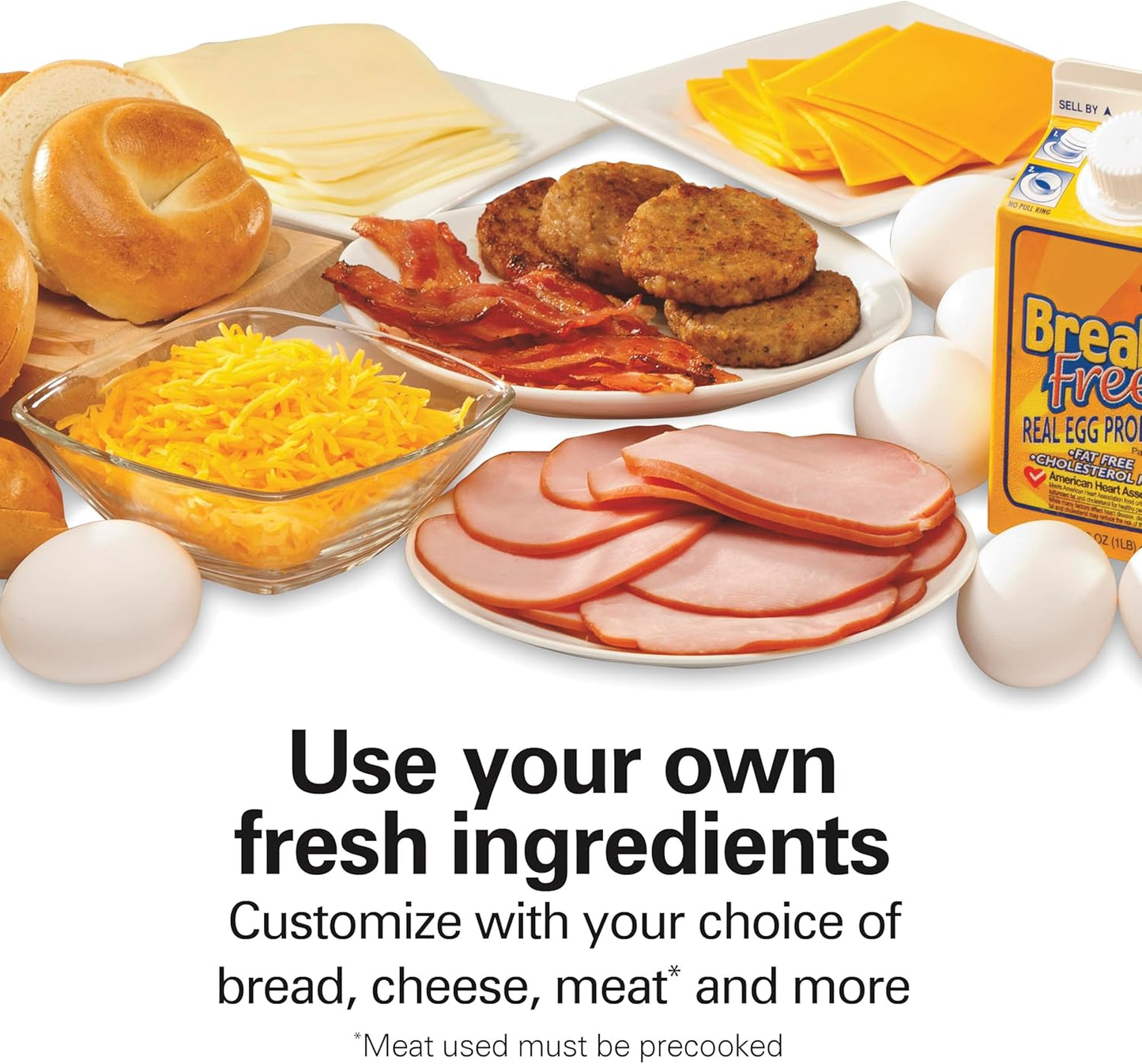 Hamilton Beach Dual Breakfast Sandwich Maker with Egg Cooker Rings & Timer | Perfect for English Muffins, Croissants, Mini Waffles | Customizable & Fast |PFAS-Free | Silver | 25490MNA