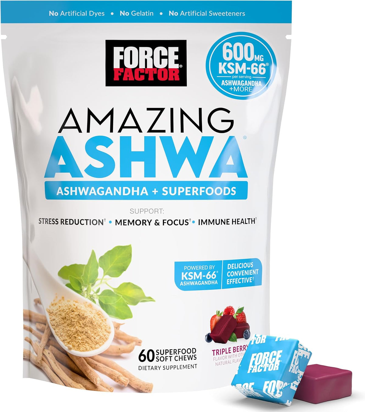 Force Factor Amazing Ashwa Ashwagandha Supplement for Stress Relief and Immune Support