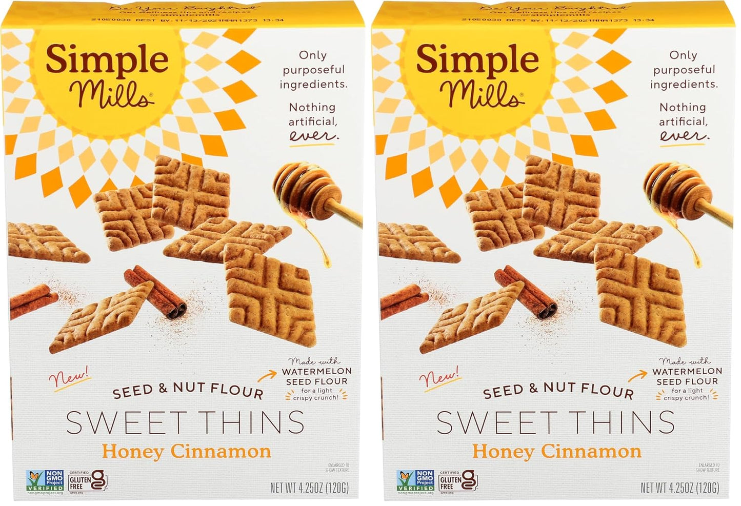 Simple Mills Chocolate Brownie Seed and Nut Flour Sweet Thins, Paleo Friendly and Delicious Sweet Thin Cookies, Good for Snacks, Nutrient Dense, 4.25 oz (Pack of 3)