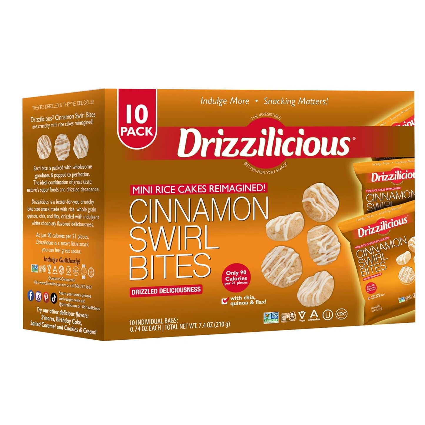 Mini Rice Cakes Cinnamon Swirl, Gluten Free, Vegan, 90 Calories Per Bag