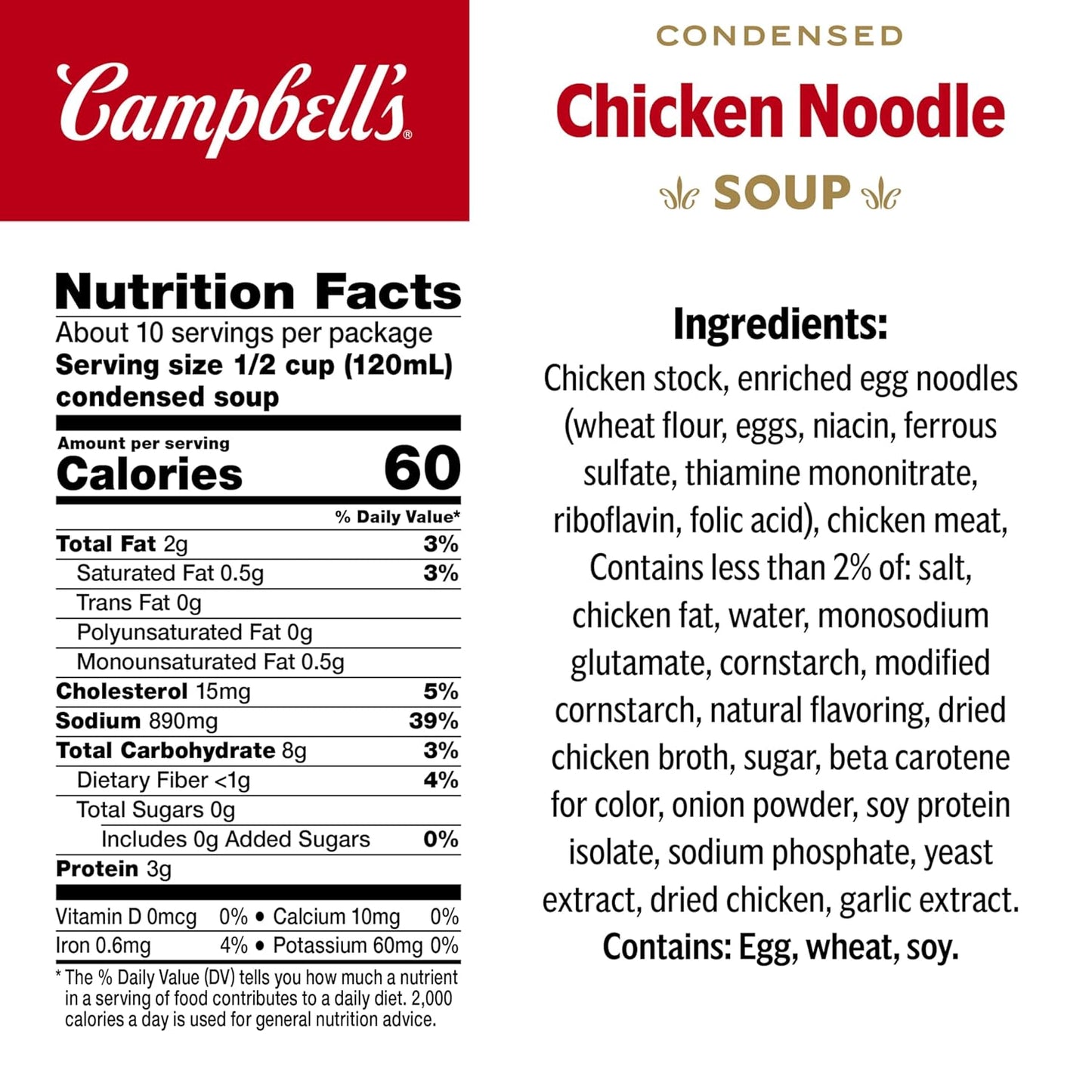 Campbell's Condensed Chicken Noodle Soup, 10.75 Oz Can, Pack of 4