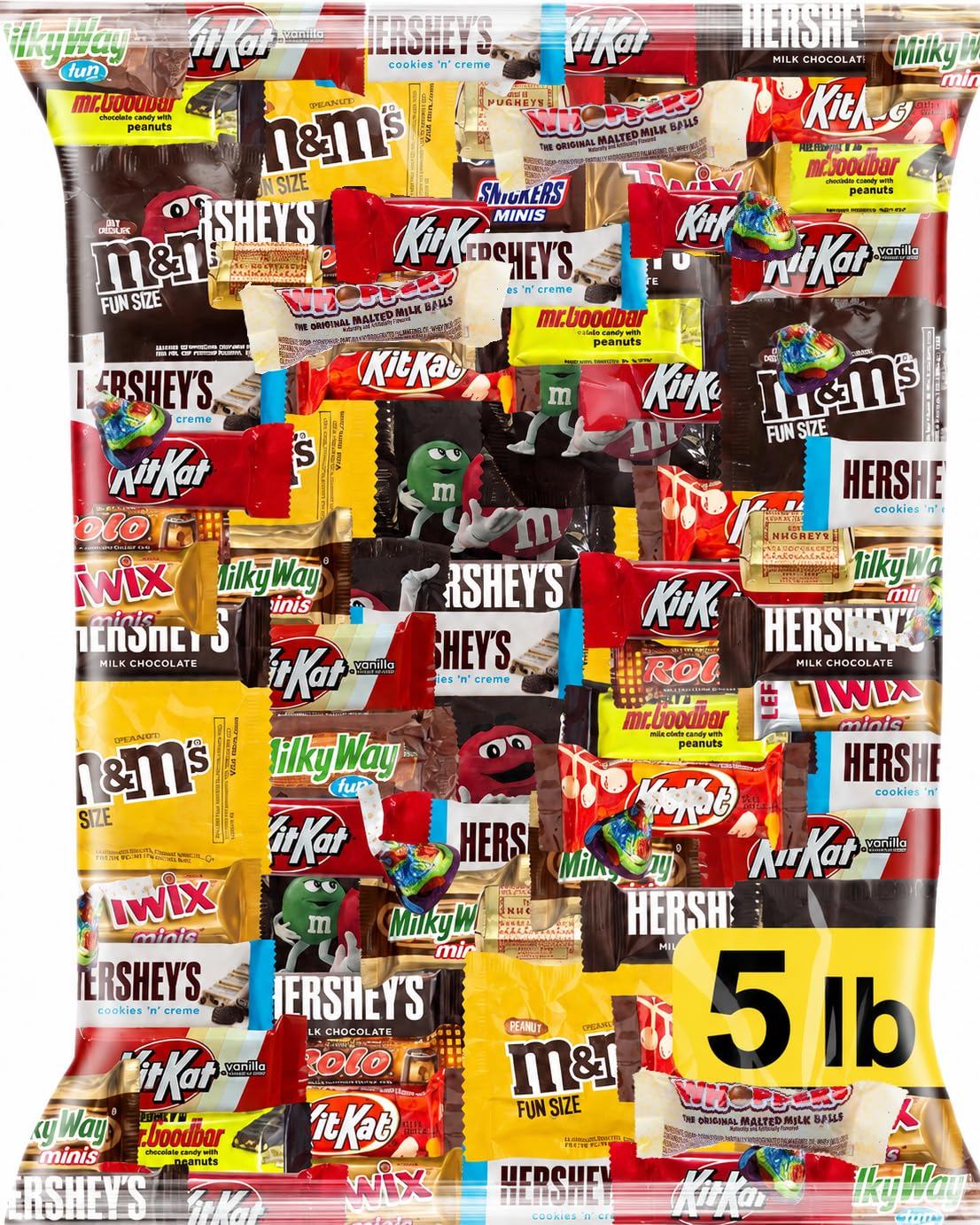 Chocolate Assorted Bulk Candy Variety Pack 5lb - Mini Chocolate Bars, Milk & Dark Chocolate Mix - Individually Wrapped Bulk Candy for Office Snacks, Party Favors and Treat Bags