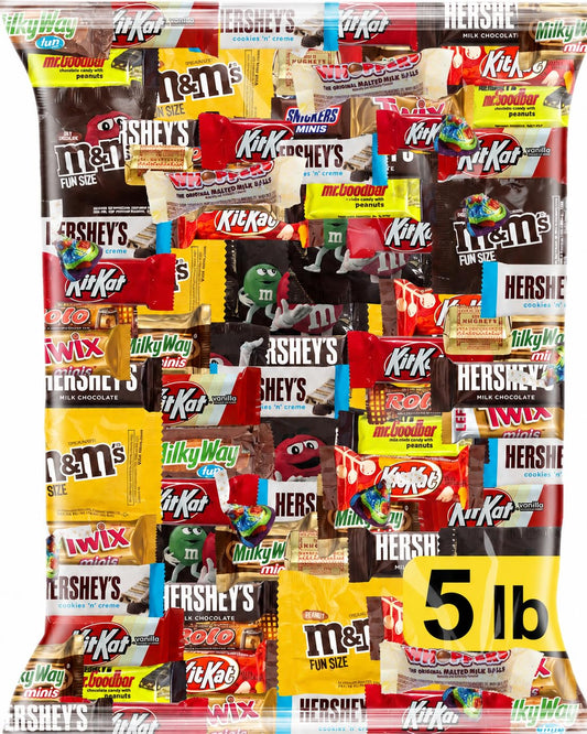 Chocolate Assorted Bulk Candy Variety Pack 5lb - Mini Chocolate Bars, Milk & Dark Chocolate Mix - Individually Wrapped Bulk Candy for Office Snacks, Party Favors and Treat Bags