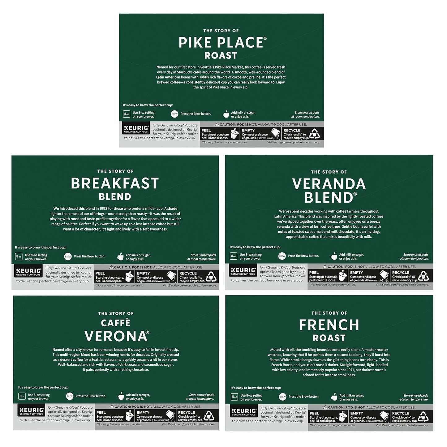 Starbucks K-Cup Coffee Pods Variety Pack 40 Count Keurig Compatible