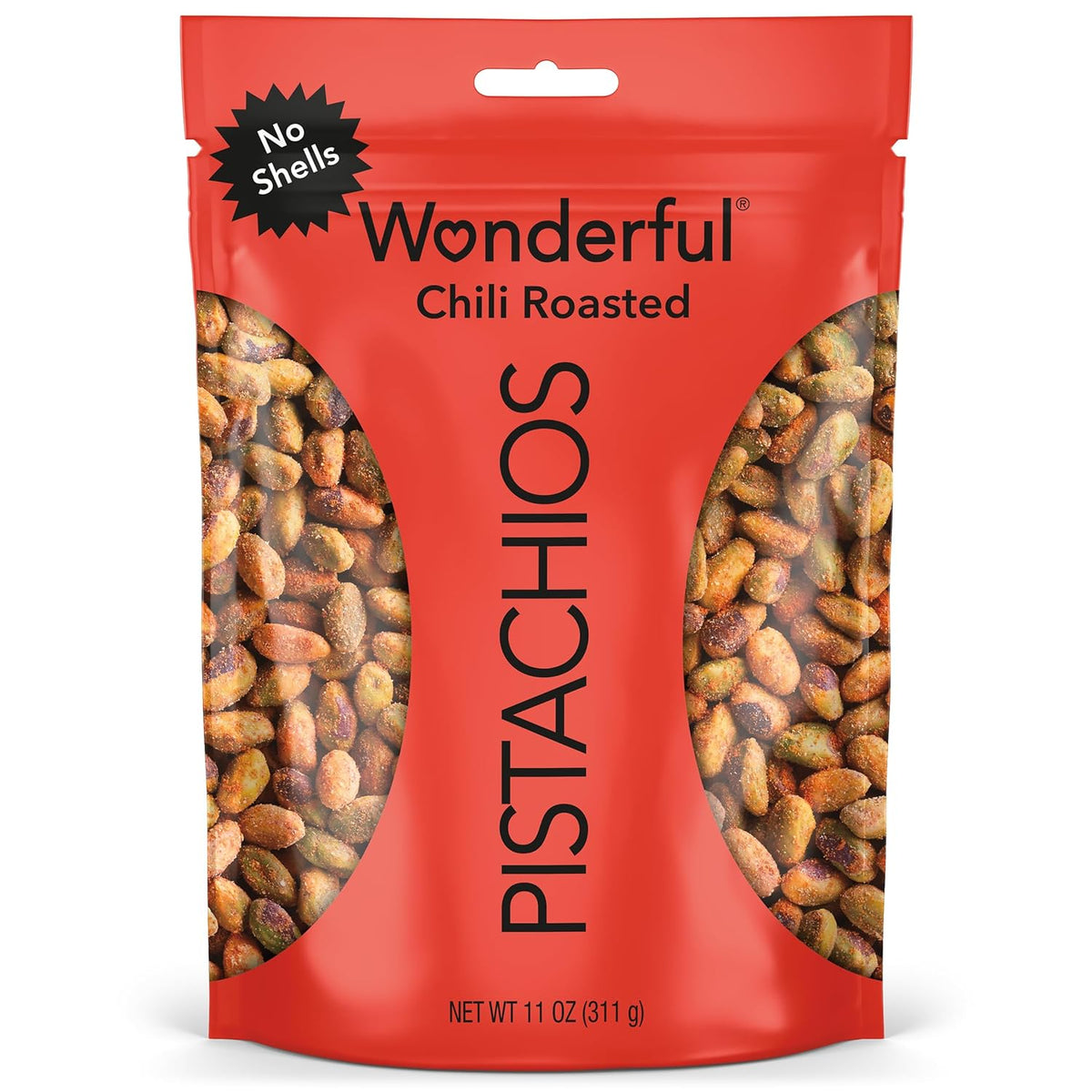 Wonderful Chili Roasted Pistachios, 11 Ounce Resealable Bag, Protein Snacks, Gluten Free, College Snacks