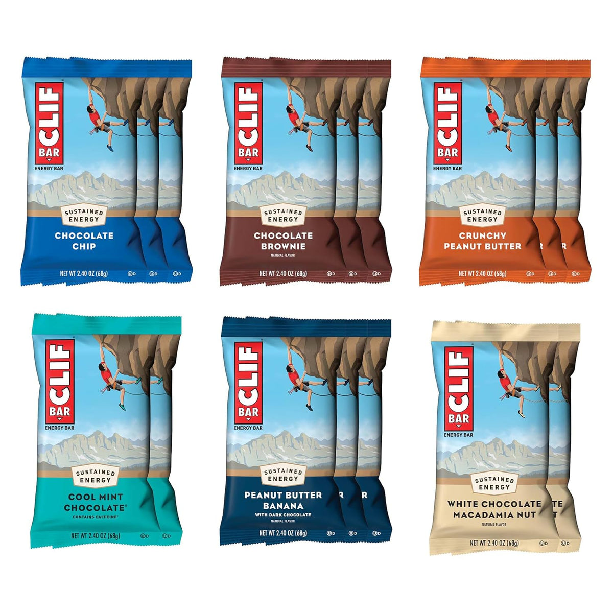 CLIF BAR Variety Pack Energy Bars 16 Pack Non-GMO Organic Oats