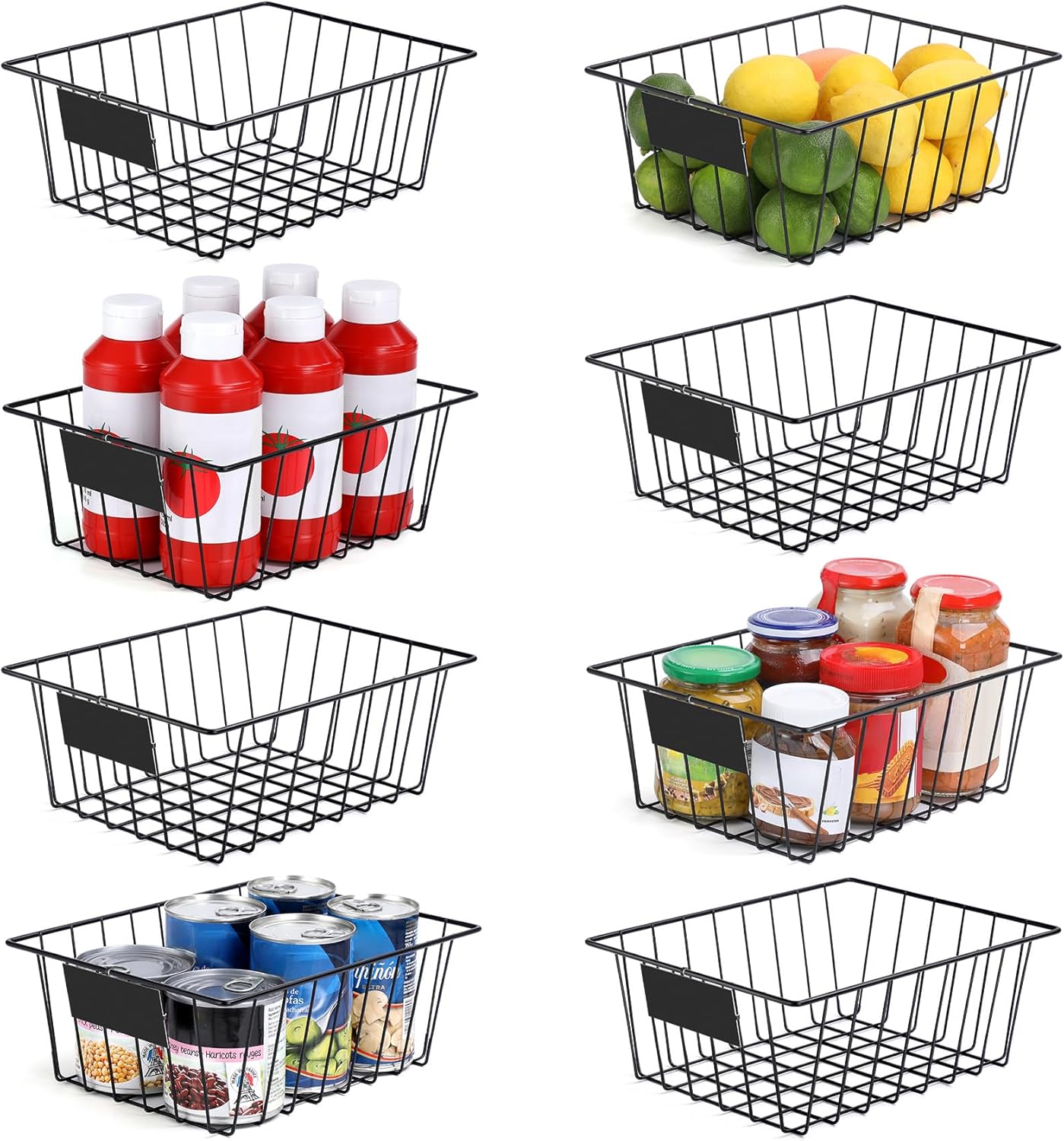 6 Pack Wire Baskets for Pantry Organization and Storage, Kitchen Organizer, 2 XXLarge & 2 XLarge & 2 Large