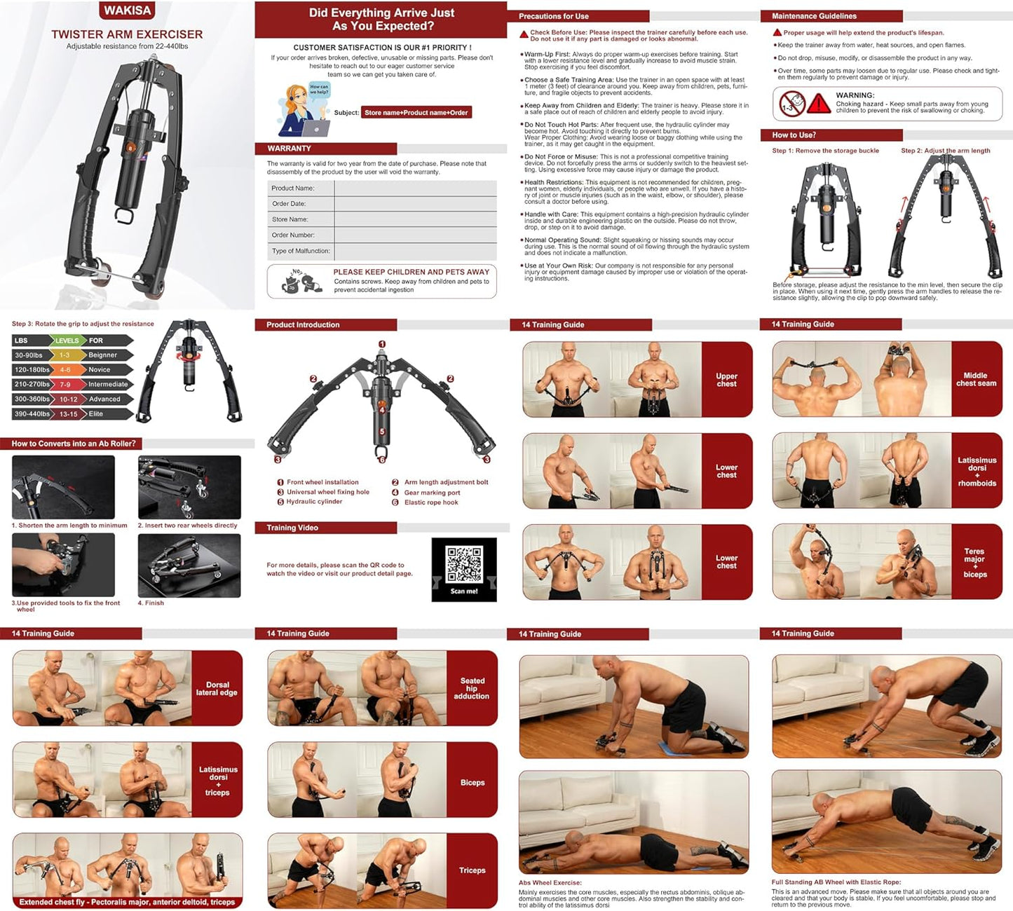 Adjustable Twister Arm Trainer - 3-in-1 Hydraulic Power Chest Workout Equipment